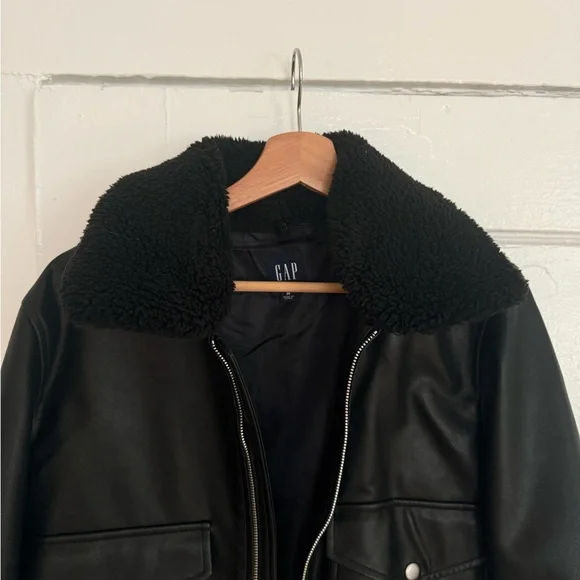 Vegan Leather Bomber Jacket - Picture 2 of 3